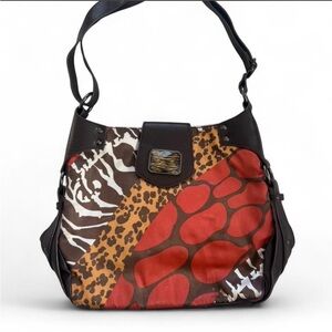 Relic Red and Brown Animal Print Shoulder Bag